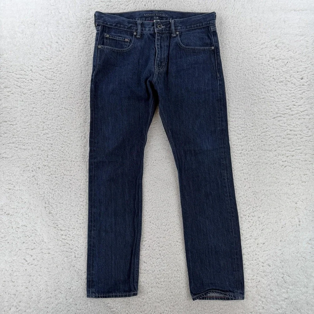 Banana Republic Jeans Mens 32x30 Blue Slim Straight 100% Cotton Denim Pants